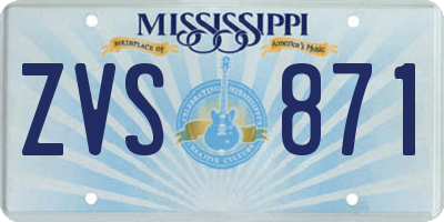 MS license plate ZVS871