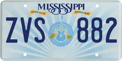 MS license plate ZVS882