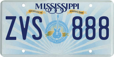 MS license plate ZVS888