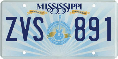 MS license plate ZVS891