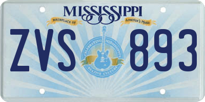 MS license plate ZVS893