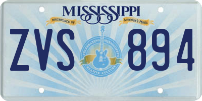 MS license plate ZVS894