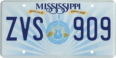 MS license plate ZVS909