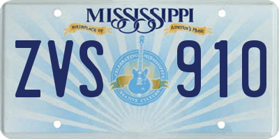 MS license plate ZVS910