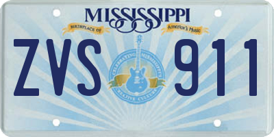 MS license plate ZVS911
