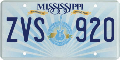 MS license plate ZVS920