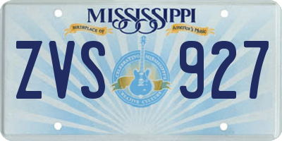 MS license plate ZVS927