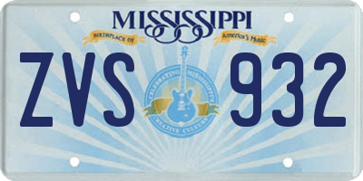MS license plate ZVS932