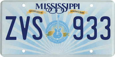 MS license plate ZVS933