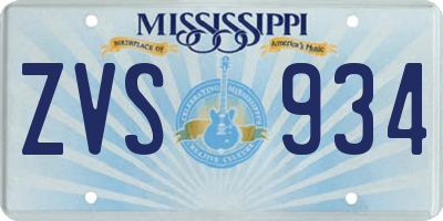 MS license plate ZVS934
