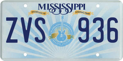 MS license plate ZVS936