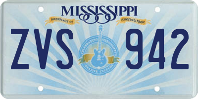 MS license plate ZVS942