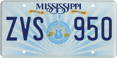 MS license plate ZVS950