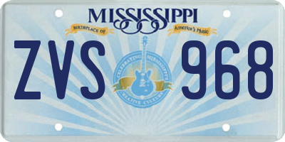 MS license plate ZVS968
