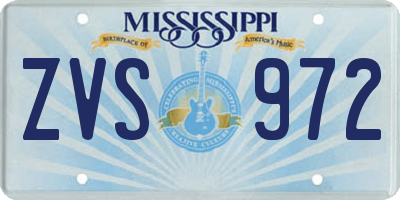 MS license plate ZVS972