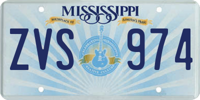 MS license plate ZVS974