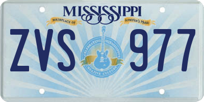 MS license plate ZVS977