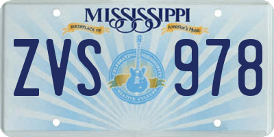 MS license plate ZVS978