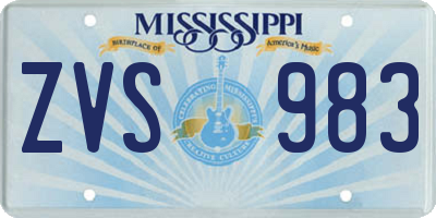 MS license plate ZVS983