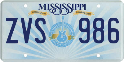 MS license plate ZVS986