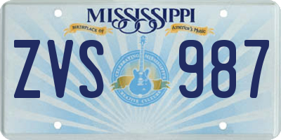 MS license plate ZVS987