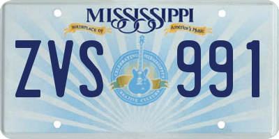 MS license plate ZVS991