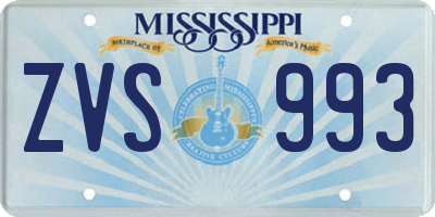 MS license plate ZVS993
