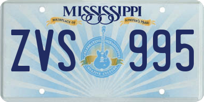 MS license plate ZVS995