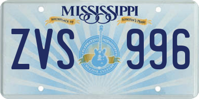 MS license plate ZVS996