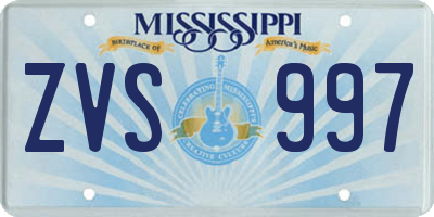 MS license plate ZVS997