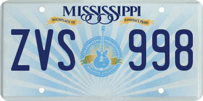 MS license plate ZVS998