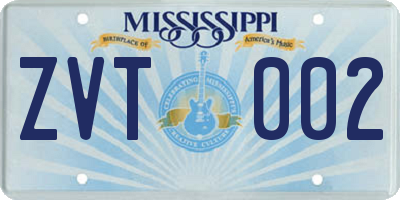 MS license plate ZVT002