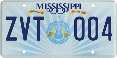 MS license plate ZVT004