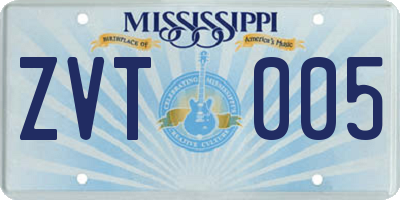 MS license plate ZVT005