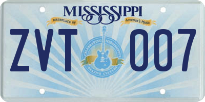MS license plate ZVT007