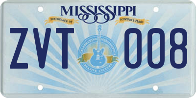 MS license plate ZVT008