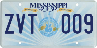 MS license plate ZVT009