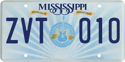 MS license plate ZVT010