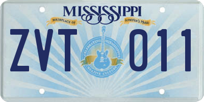 MS license plate ZVT011
