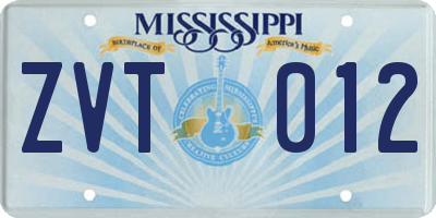 MS license plate ZVT012
