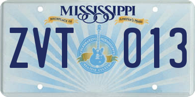 MS license plate ZVT013