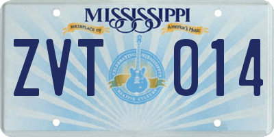 MS license plate ZVT014