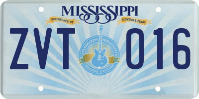 MS license plate ZVT016