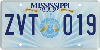 MS license plate ZVT019