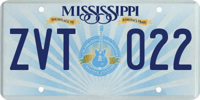 MS license plate ZVT022