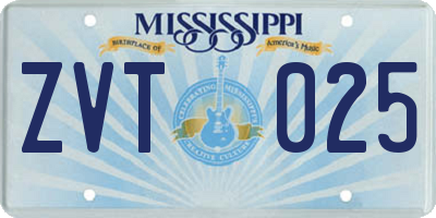 MS license plate ZVT025