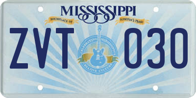 MS license plate ZVT030