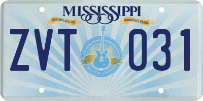 MS license plate ZVT031
