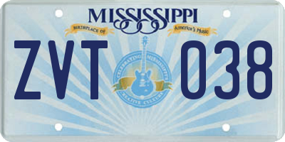 MS license plate ZVT038