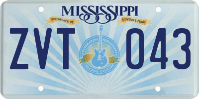 MS license plate ZVT043